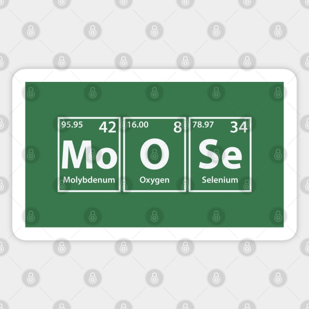 Moose (Mo-O-Se) Periodic Elements Spelling Sticker by cerebrands